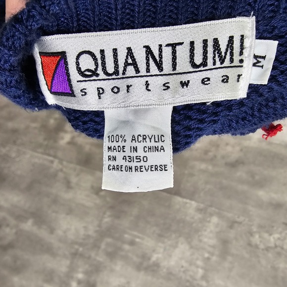 Vintage 90s Quantum Sportswear Golf Sweater Blue Applique Club‎ Headcovers M - Picture 6 of 7